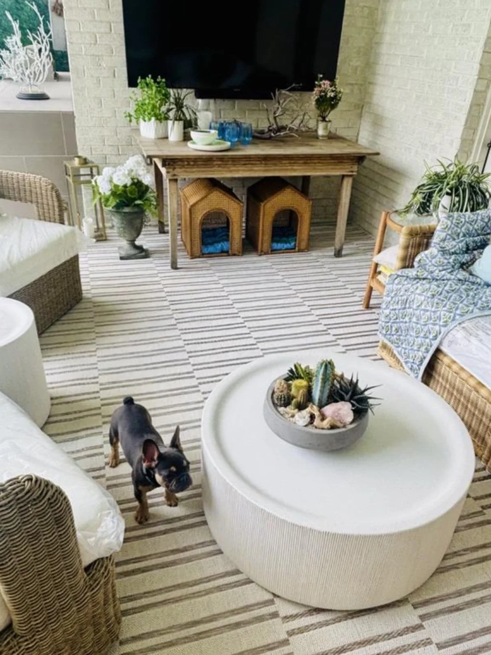 Anthropologie Rattan Dog House‎ Bed in Natural Tan